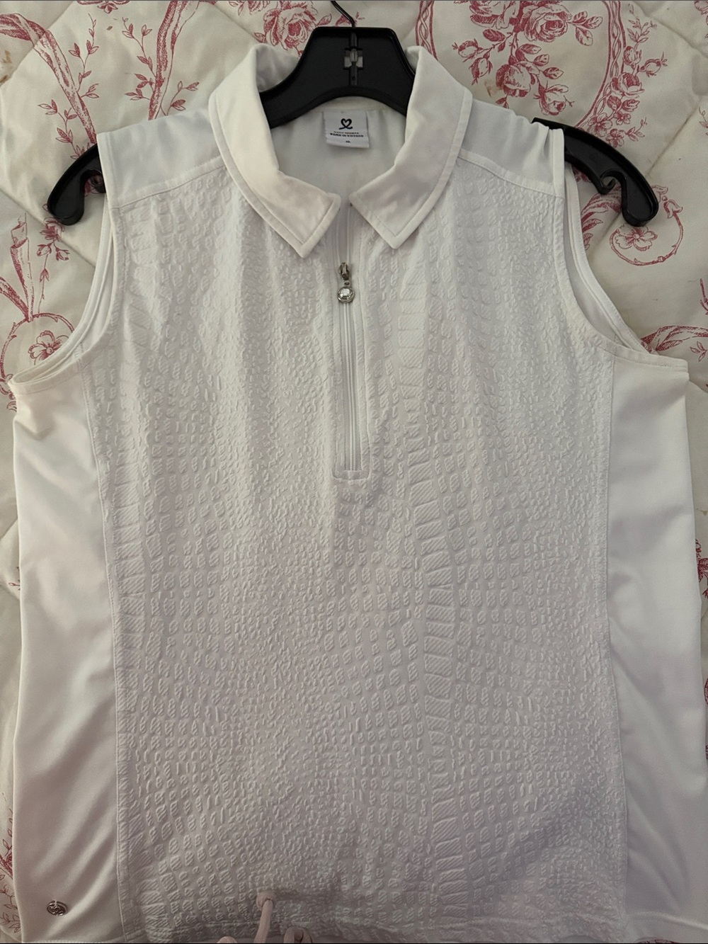Daily Sports White Sleeveless Zip Polo Tank